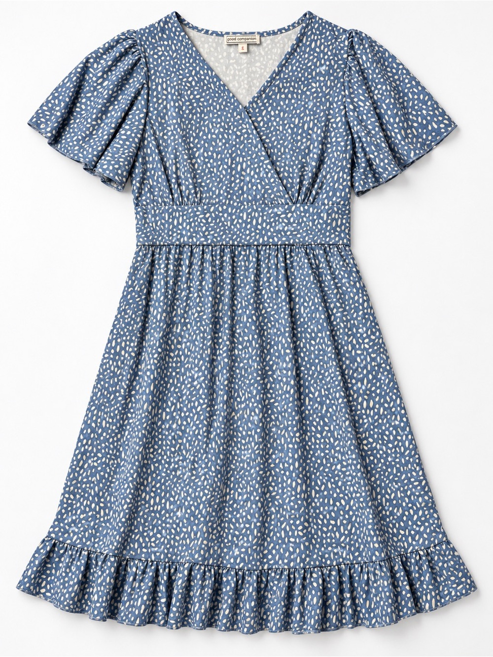 Social Occasions Girls Blue & White Flutter Sleeve Dress Size 10